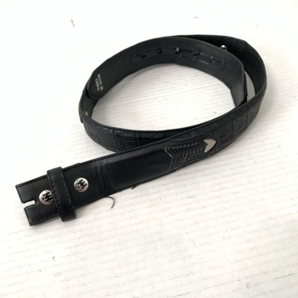 Vtg Case IH Agricultural Mens 40 Leather Belt Black Western Concho Woven